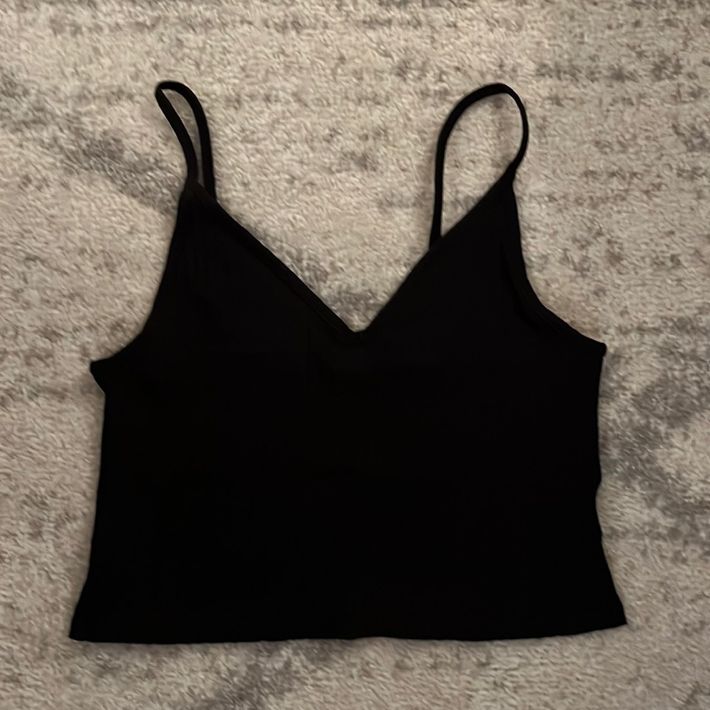 H&M Black Wide-Ribbed Crop Top